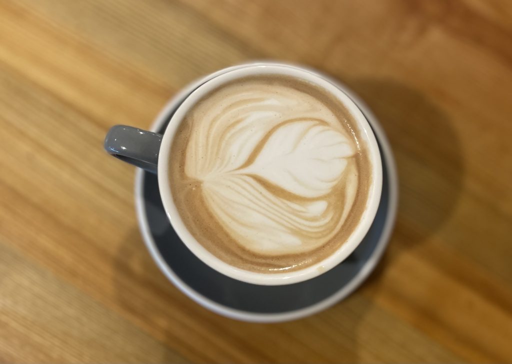 Excellent flat white coffee at the Habit cafe llandudno